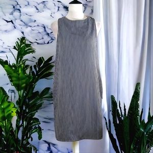 Pink Lily Women's Navy Blue Striped Sleeveless Relaxed Fit Mini Dress Size Small
